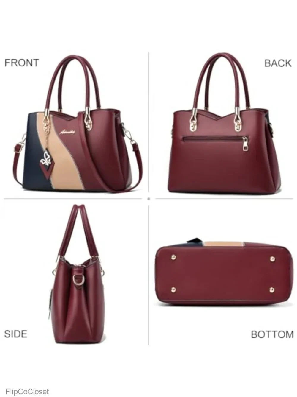 Faux Leather Satchel Handbag Top Handle Shoulder Bag with Crossbody Strap